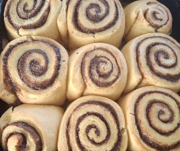 Freshly baked cinnamon rolls