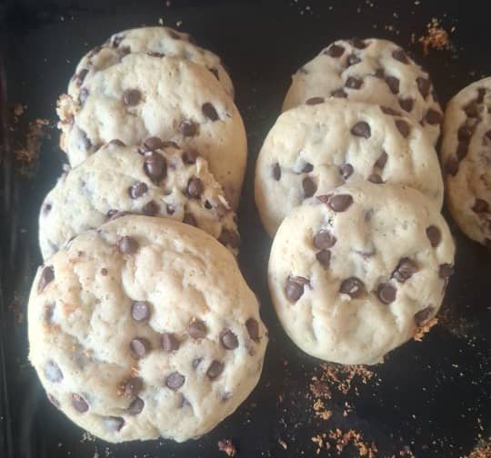 Chocolate chip cookies on a tray
